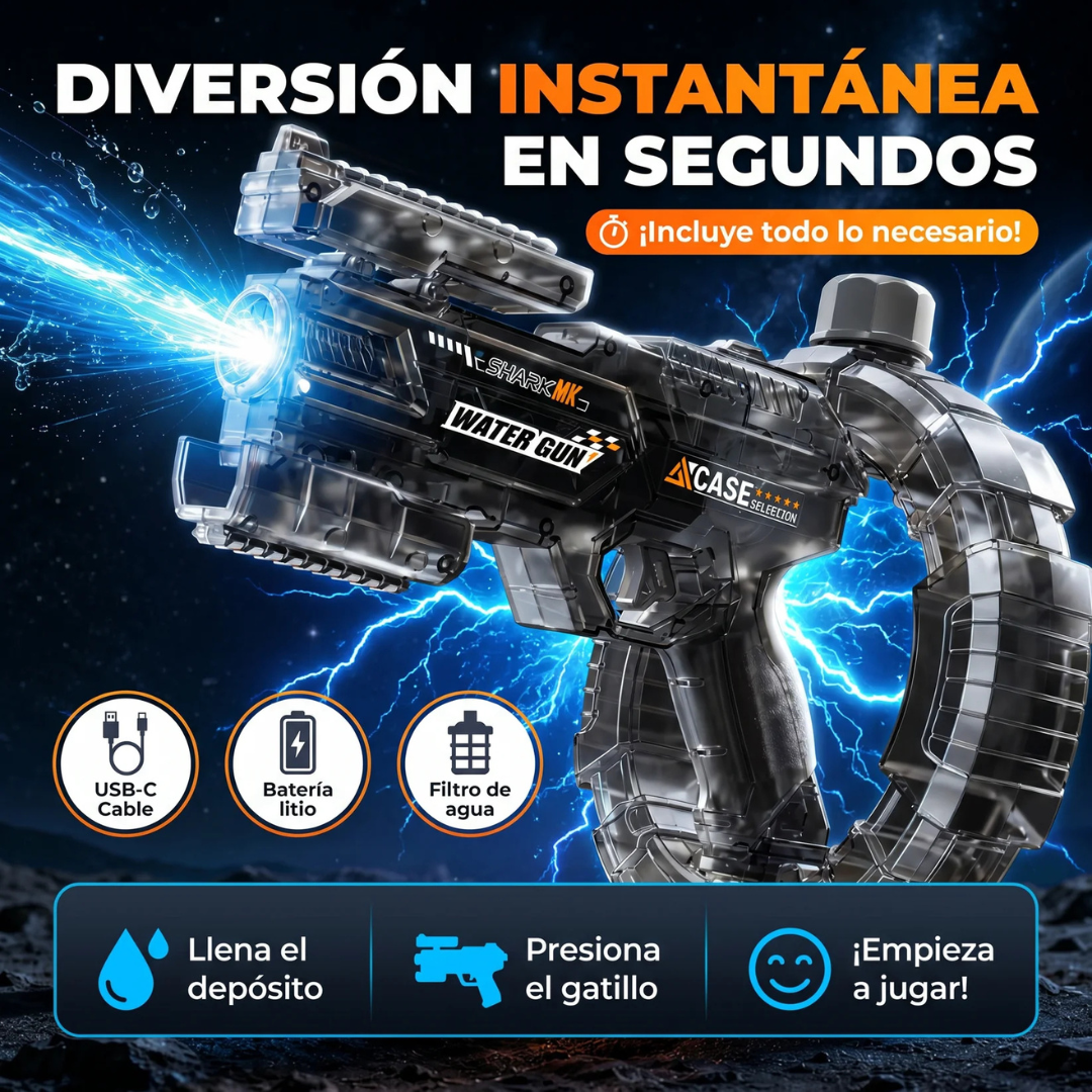 Pistola de agua eléctrica con luz